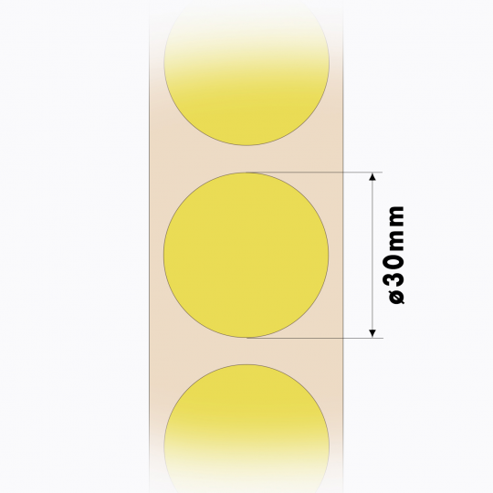 Набор 10 рулонов круглых самоклеящихся наклеек D30 мм., цвет желтый.