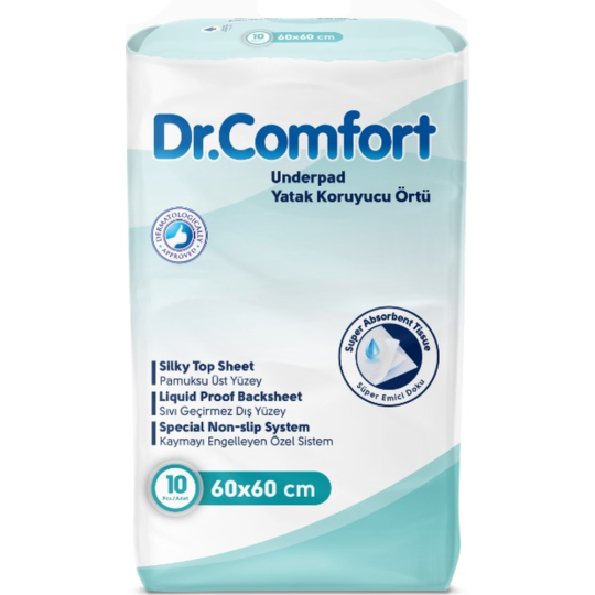 Впитывающие пеленки для взрослых «Dr.Comfort» 60х60 см, 10 шт 