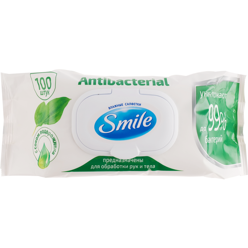Салфетки влажные «Smile» антибактериальные, 100 шт