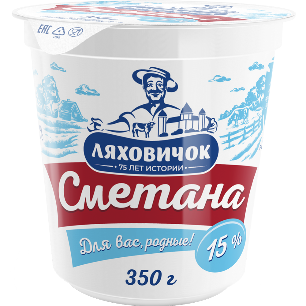 Сметана «Ляховичок» 15%, 350 г #0