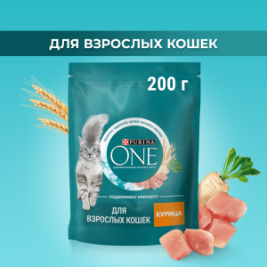 Кормдлякошек«PurinaOne»скурицейицельнымизлаками,200г