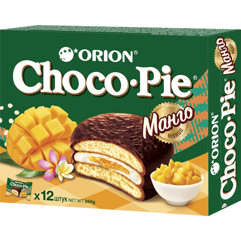 Печенье-бисквит «Choco Pie Orion» манго, 12х30 г купить в Минске: недорого,  в рассрочку в интернет-магазине Емолл бай