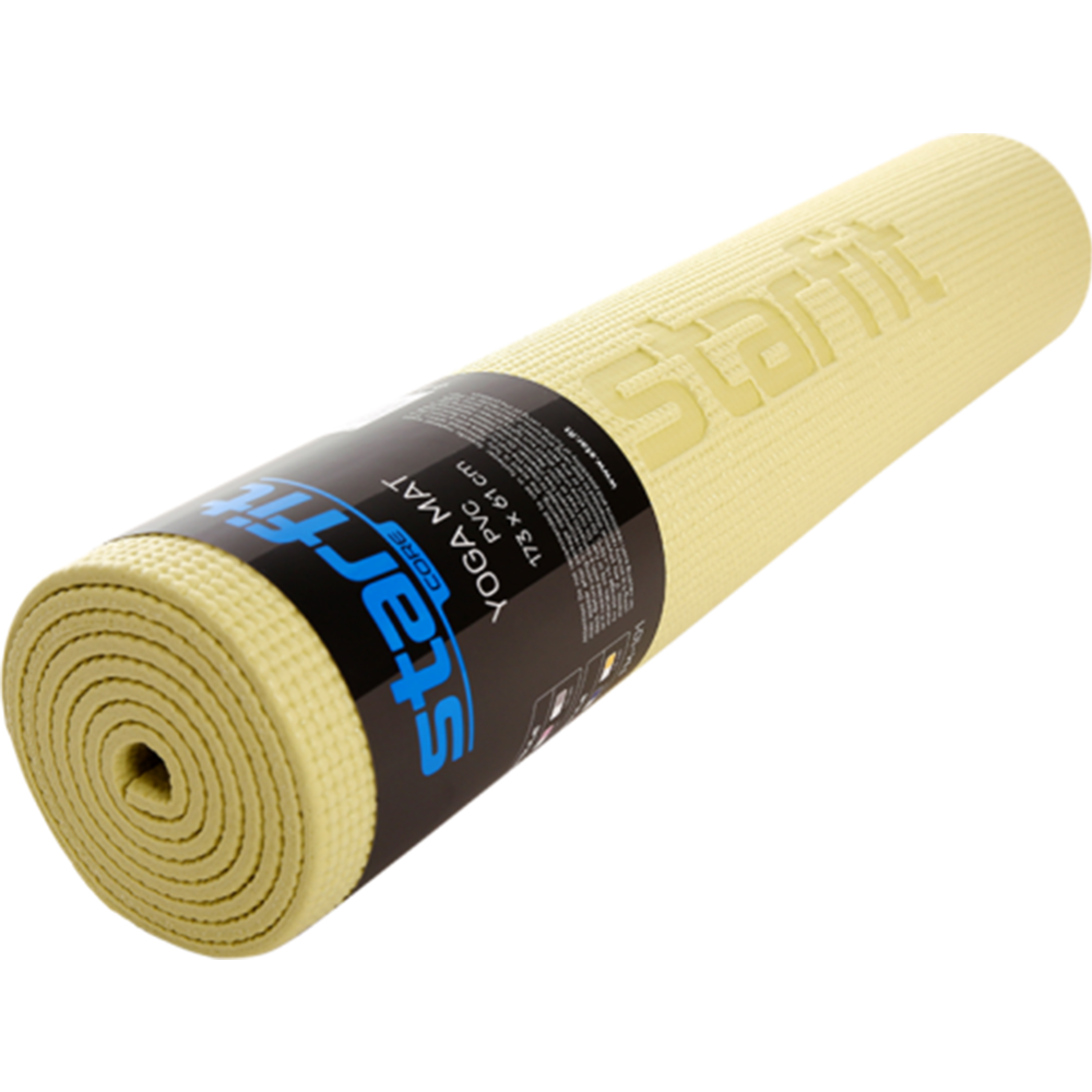 Коврик для йоги и фитнеса «Starfit» FM-101 PVC, 173x61 см, желтый пастель