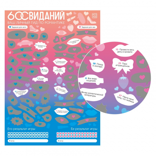 Плакат для пар со скретч-слоем «Романтический гид. 60 свиданий»