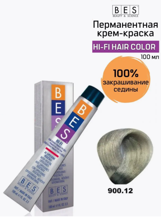 BES Перманентная крем-краска для волос Hi-Fi Hair Color 900.12