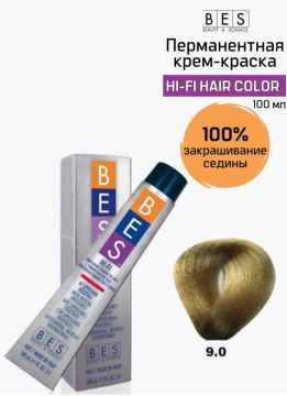 BES Перманентная крем-краска для волос Hi-Fi Hair Color 9.0