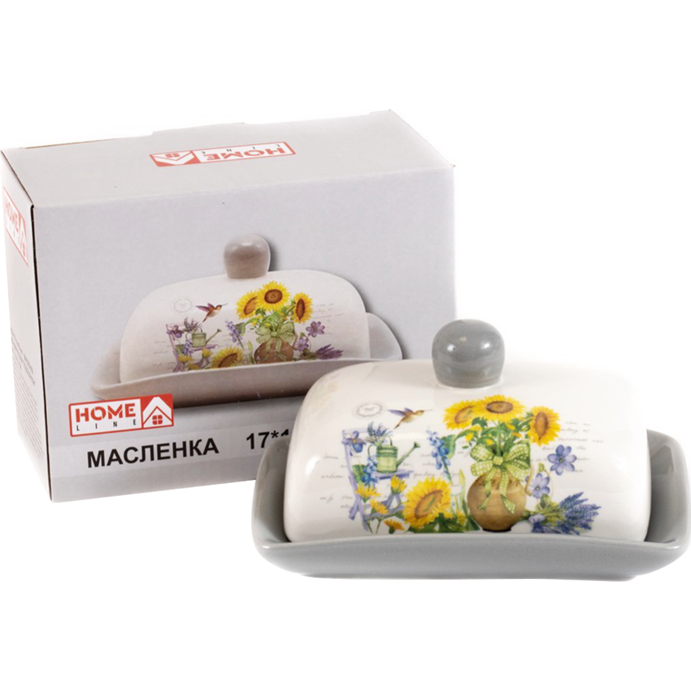 Масленка «Home Line» подсолнухи, керамическая, HC601R-sunflower, 17х12.5х8.3 см