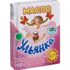 Масло слад­ко­с­ли­воч­ное «У­льян­ка» несо­ле­ное, 82.5%, 160 г