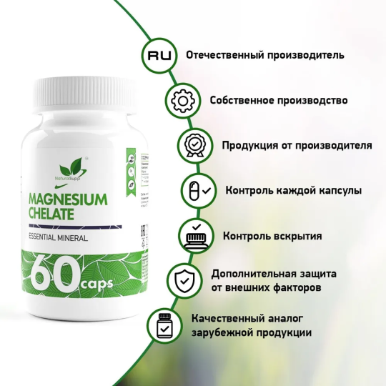 Магний Хелат NaturalSupp Magnesium Chelate, 60 капс