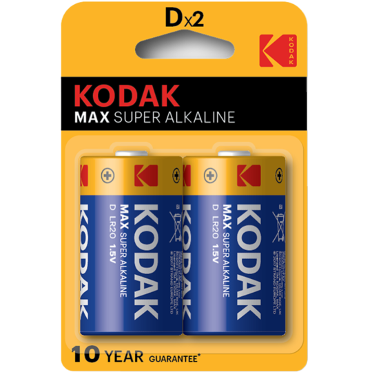 Элемент питания «Kodak» MAX LR20, D, алкалиновый, 2 шт.  