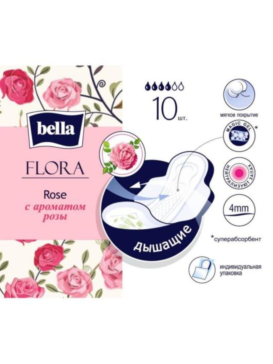 Прокладки женские Bella Flora Rose 40 шт. (4 уп.)