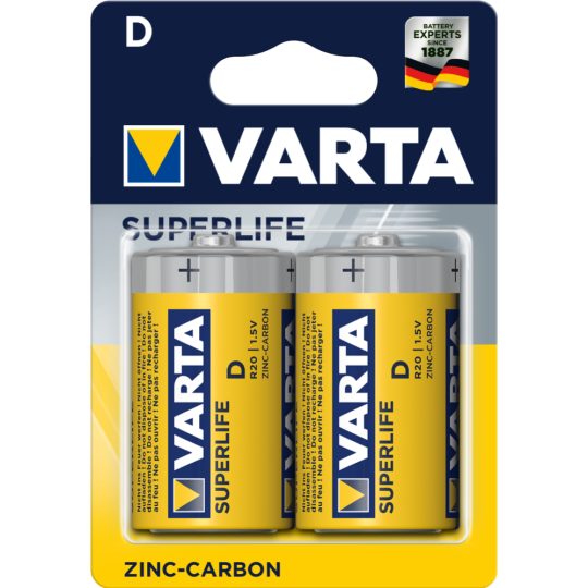 Элемент питания «VARTA» Superlife R20,  D, солевой, 2 шт