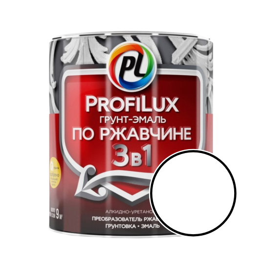 Грунт-эмаль по ржавчине 3 в 1 Profilux, полуматовая, белый, 0.9 кг