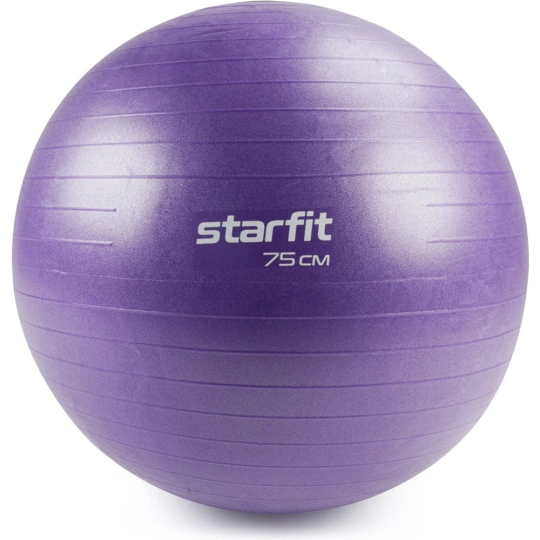 Фитбол «Starfit» GB-109, антивзрыв, с ручным насосом, фиолетовый, 1200 г, 75 см