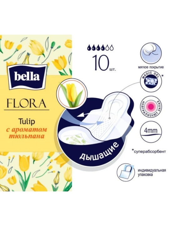 Прокладки женские Bella Flora Tulip с ароматом тюльпана 20 шт. (2 уп.)