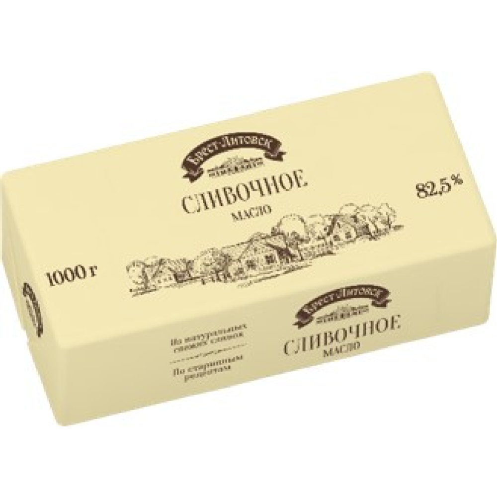 Масло слад­ко­с­ли­воч­ное несо­ле­ное Брест-Ли­тов­ск» 82,5 %, 1 кг
