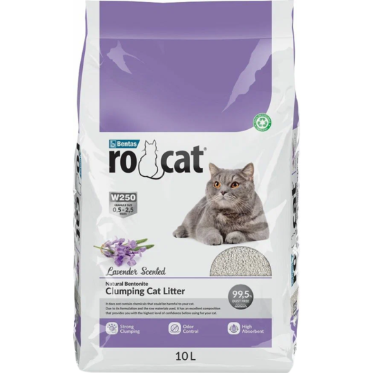 Наполнитель для туалета «Ro-cat» Lavander, комкующийся, бентонитовый, 10 л