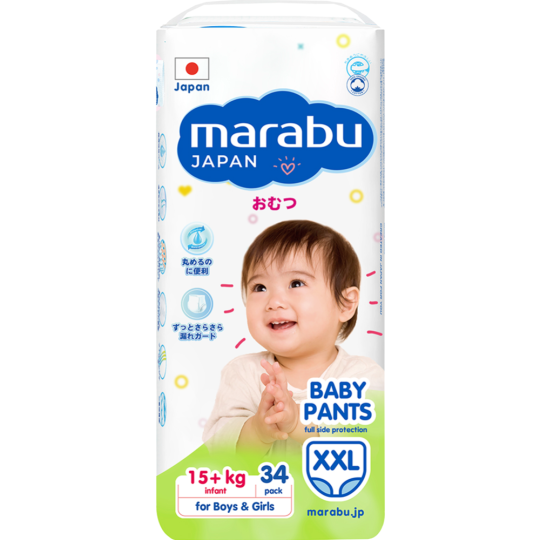 Подгузники-трусики детские «Marabu» Premium Japan, размер XXL, 15+ кг, 34 шт