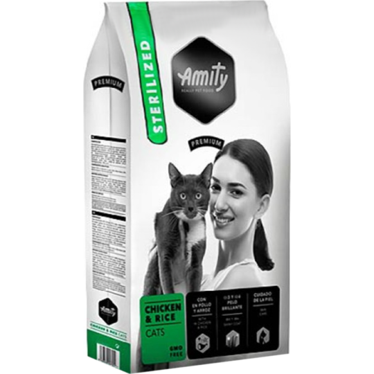 Корм для кошек «Amity» Premium Sterilized Cats Chicken & Rice, после стерилизации, с курицей и рисом, 10 кг