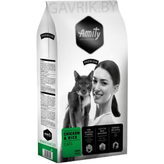 Корм для кошек «Amity» Premium Cats Chicken & Rice, с курицей и рисом, 10 кг