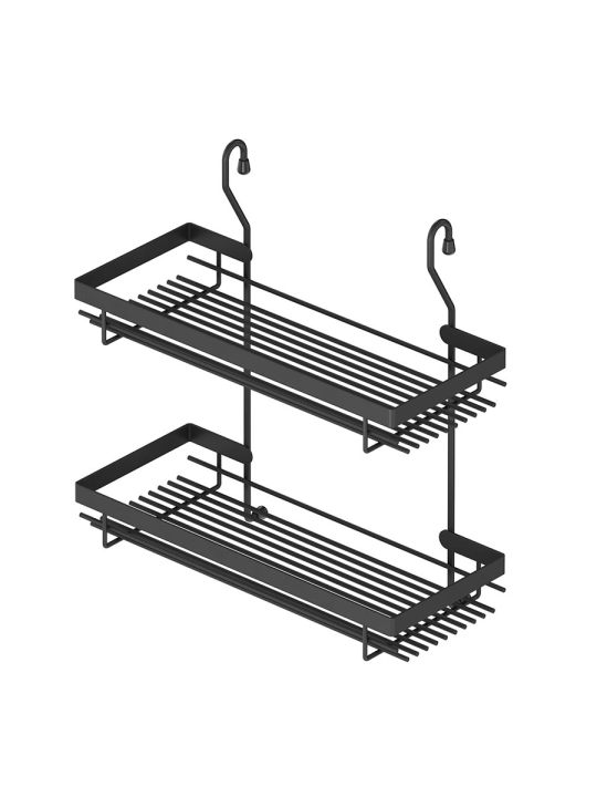 Полка для специй на рейлинг широкая Starax S-4006-A (прут, антрацит)