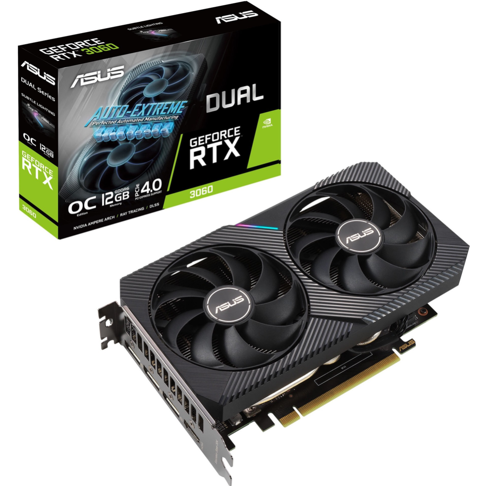 Видеокарта «Asus» RTX 3060 V2 OC Edition 12GB GDDR6, DUAL-RTX3060-O12G-V2