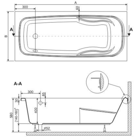 Ванна «Sanplast» WP/CL 75x170+ST4