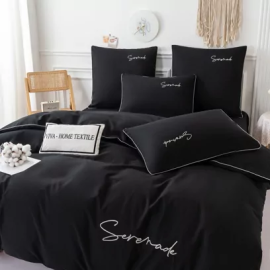 Комплект постельного белья Однотонный Сатин Вышивка CH020 1.5 спальный