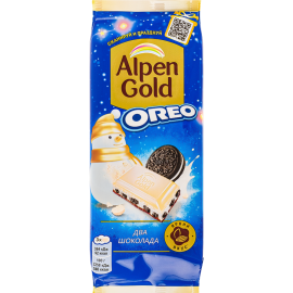 Шоколад молочный «Alpen Gold» Oreo, c белым шоколадом с начинкой со вкусом ванили и кусочками печенья, 85 г