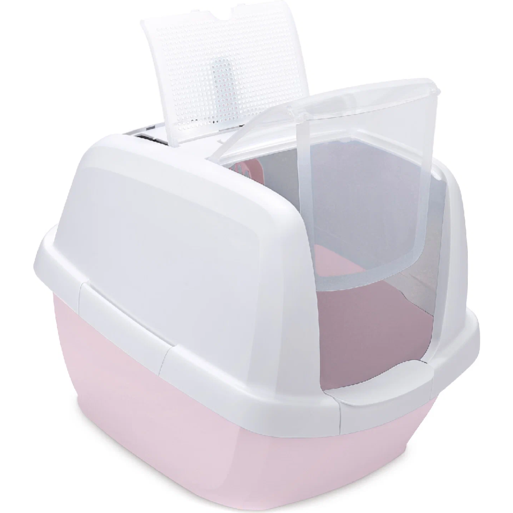 Туалет-домик «Imac» для кошек, Maddy, белый/нежно-розовый, 62х47.5х47.5 см