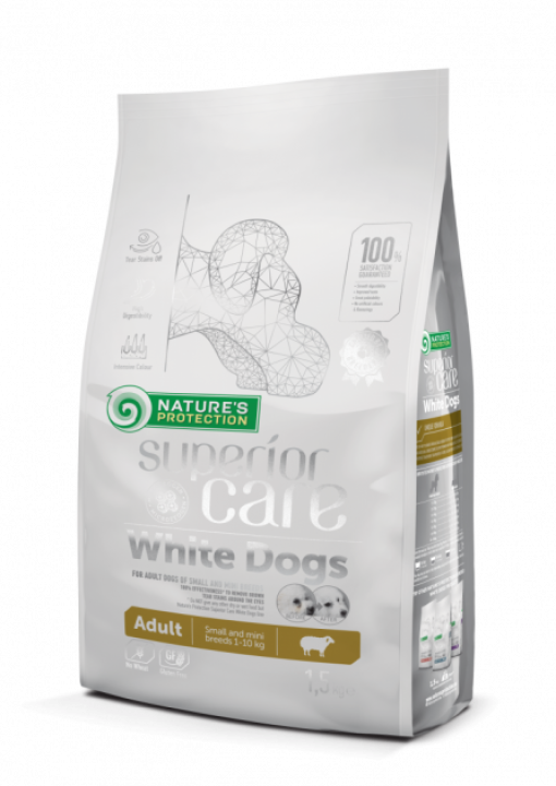 Корм для собак Nature's Protection SC White Dogs Adult Smail and Mini  с ягненком для белой шерсти 1,5кг