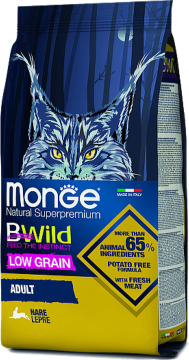 Корм MONGE NATURAL SUPERPREMIUM BWILD для кошек с мясом Зайца 1.5кг