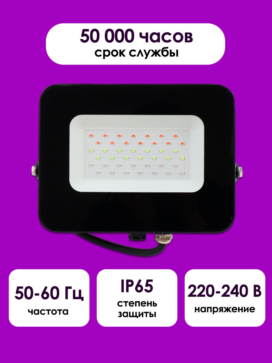 Уличный прожектор светодиодный RGB с пультом 30 Вт 0,5016408