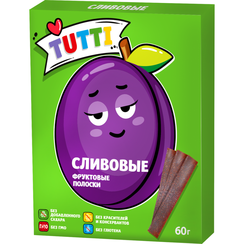 Полоски фруктовые «Tutti» Fruit Balls, без сахара, сливовые, 60 г