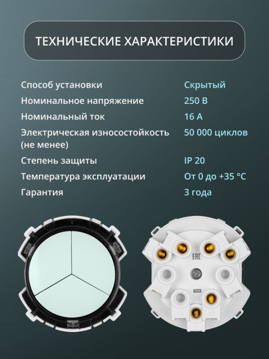 Выключатель 3-кл. 16А 250В платина, "Байкал" TDM SQ1819-0335