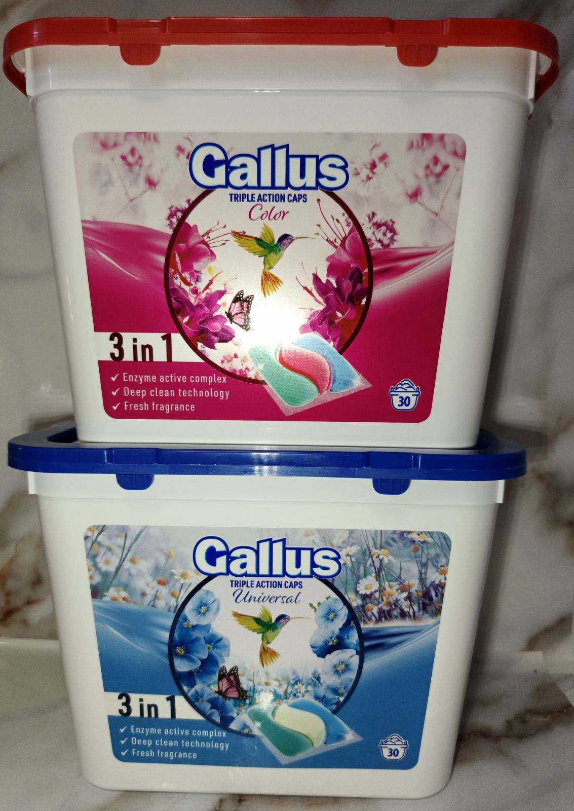 Набор капсул для стирки (60 штук): Gallus color 3 в 1 (30 штук) + Gallus universal (30 штук)