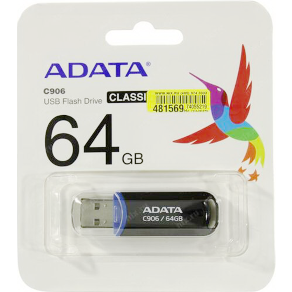 USB-накопитель «A-Data» Classic C906 64GB Black, AC906-64G-RBK