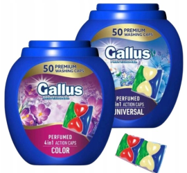 Набор капсул для стирки (100 штук): Gallus Professional color 4 в 1 (50 штук) + Gallus Professional universal 4 в 1 (50 штук)