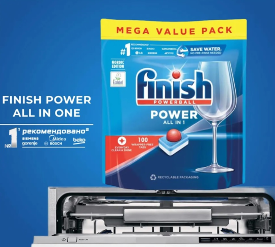 Таблетки для посудомоечной машины Finish Power All in 1, 100 шт