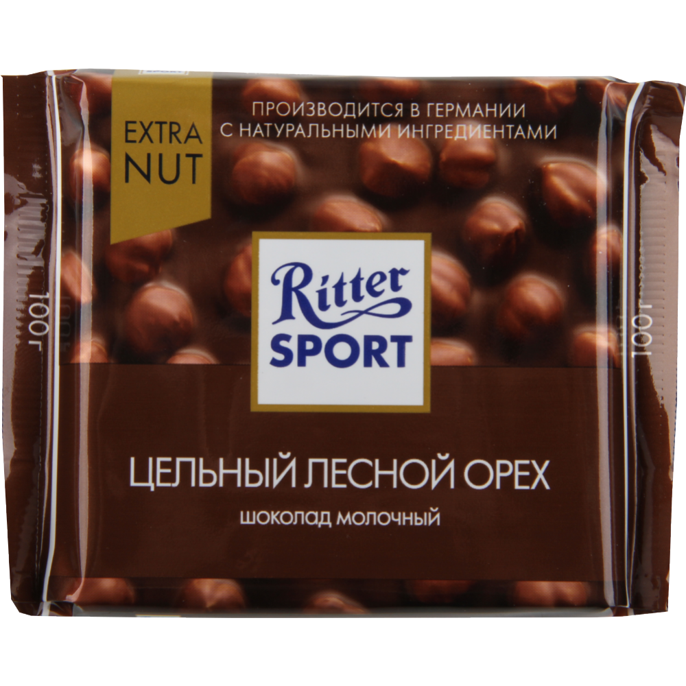 Шоколад молочный «Ritter Sport» с цельным лесным орехом, 100 г #0