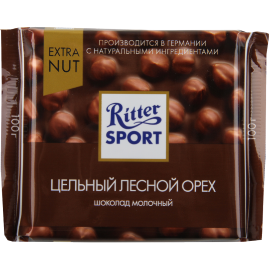 Шоколад молочный «Ritter Sport» с цельным лесным орехом, 100 г