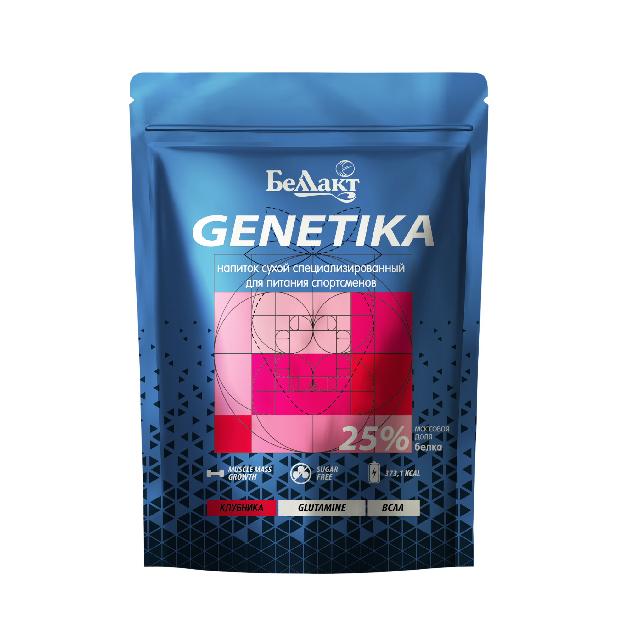 Напиток сухой для питания спортсменов гейнер БелЛакт Genetika 25% белка 500 г Клубника