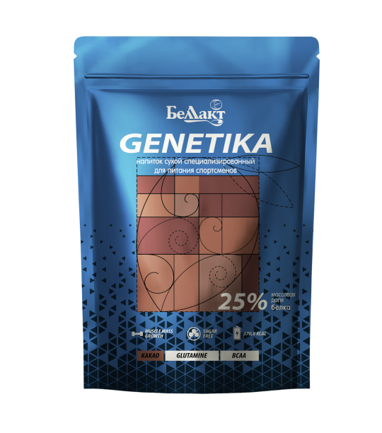 Напиток сухой для питания спортсменов гейнер БелЛакт Genetika 25% белка 900 г Какао