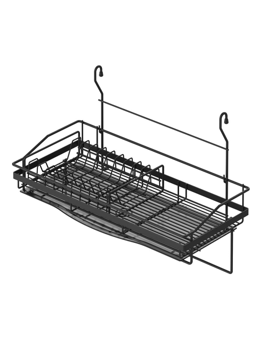 Сушилка для посуды навесная на рейлинг с поддоном Starax S-4020-A (антрацит)