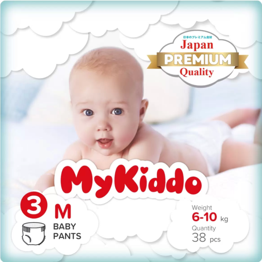 Подгузники-трусики детские «MyKiddo» Premium, размер M, 6-10 кг, 38 шт