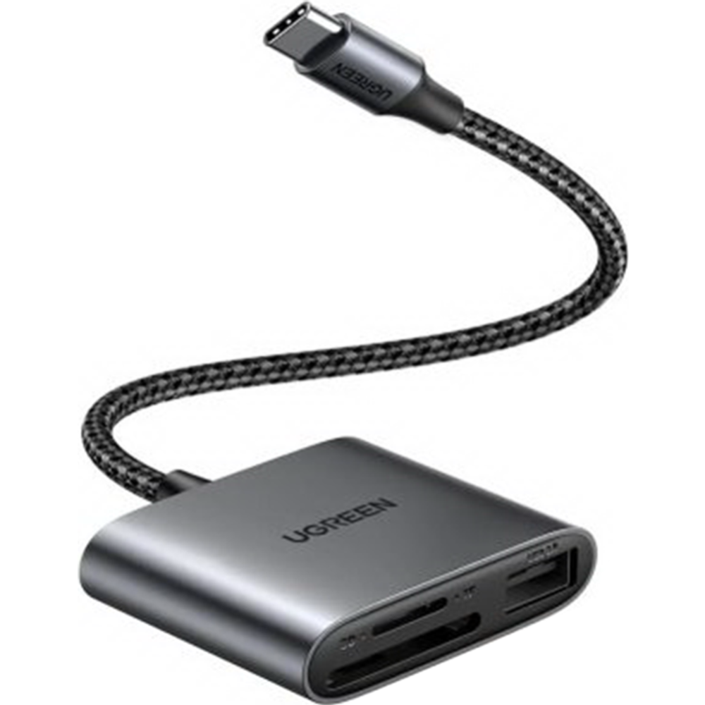 Картридер «Ugreen» USB-C to SD/TF + USB 2.0 Memory Card Reader CM387, space gray, 80798