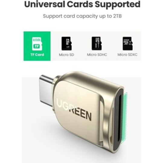 Картридер «Ugreen» USB-C to TF Card Reader CM331, light golden, 80124