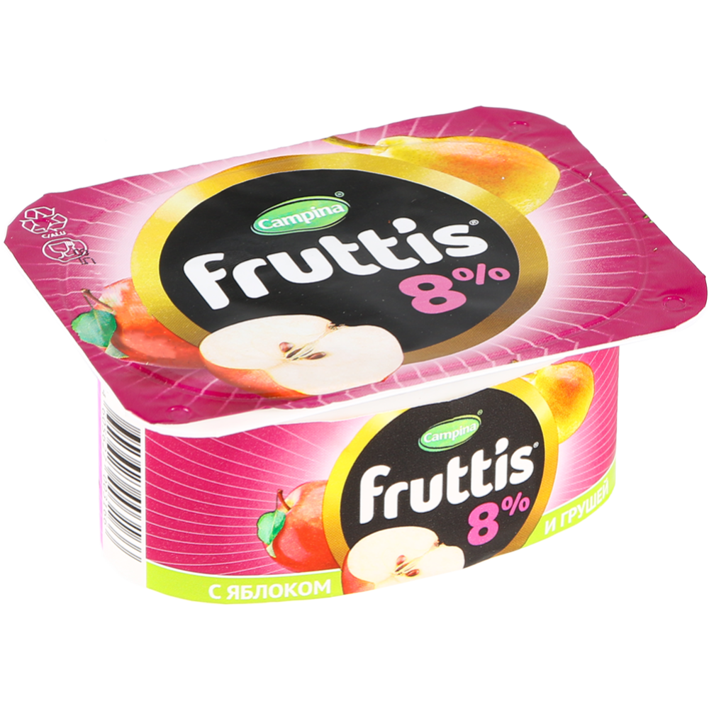 Срочный товар! Продукт йогуртный «Fruttis» груша, яблоко, клубника, 8%, 115 г
