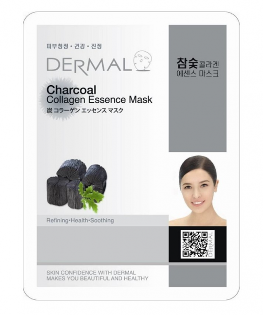Маска для лица Dermal Charcoal Collagen с экстрактом древесного угля и коллагеном 23г*10шт