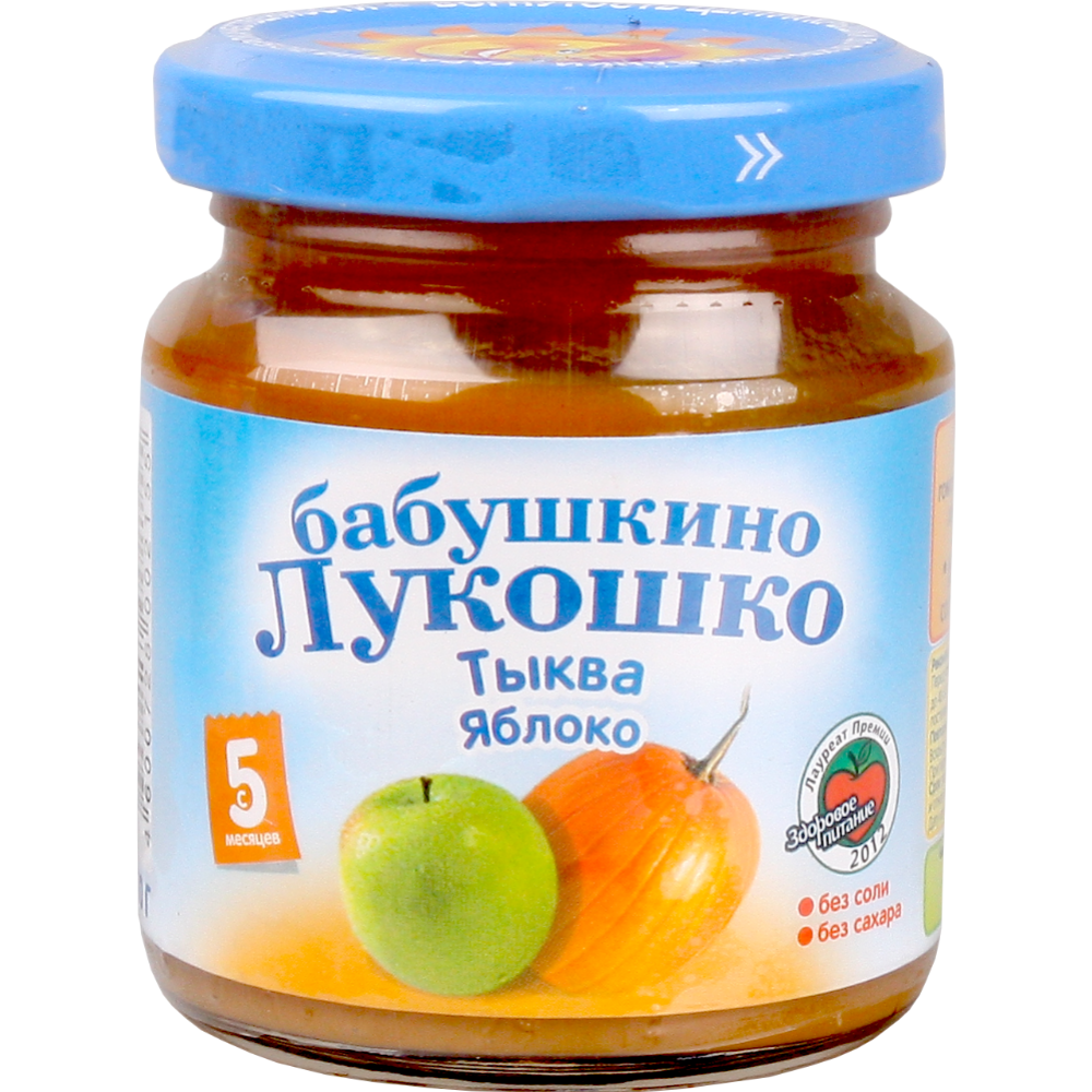 Пюре фруктово-овощное «Бабушкино Лукошко» тыква и яблоко, 100 г #0